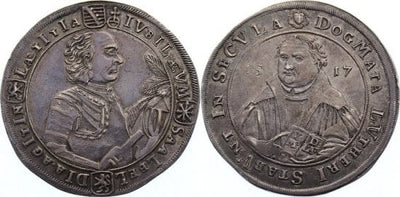 ザクセン ザール ヨハン・エルンスト8世 1717年 ターレル 銀貨 極美品-美品