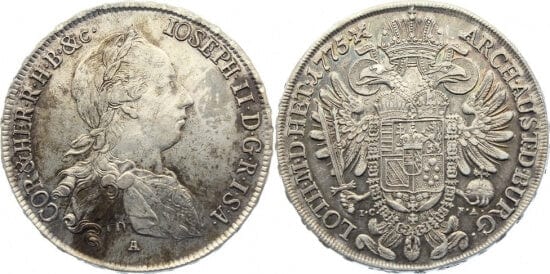 ハプスブルク家 ヨーゼフ2世 1775年 Medusenkopf ターレル 銀貨 極美品