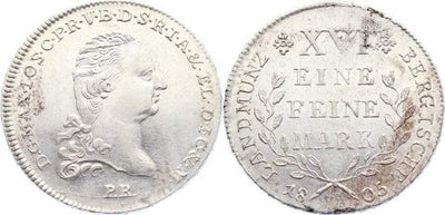バイエルン ユーリヒ=ベルク公国 マクシミリアン・ジョセフ 1805年 ターレル 銀貨 未使用-極美品