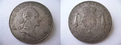 kosuke_dev 神聖ローマ帝国 ブランデンブルグ アンスバッハ アレクサンダー ターレル銀貨 1784年 未使用