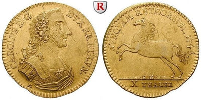 kosuke_dev 神聖ローマ帝国 ブラウンシュヴァイク ヴォルフェンビュッテル カール 10ターレル金貨 1746年 美品