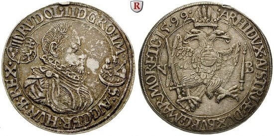kosuke_dev 神聖ローマ帝国 ドイツ ライヒ ルドルフ2世 2ターレル 1599年 極美品