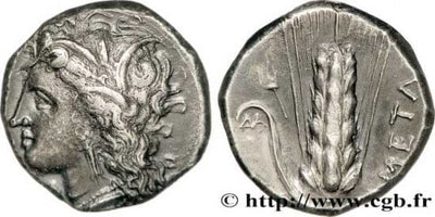古代ギリシャ ルカニア メタポンティオン ステーター銀貨 紀元前330 