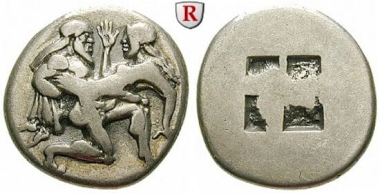 古代ギリシャ トラキア タソス BC550-463年 ステーター 銀貨 美品+