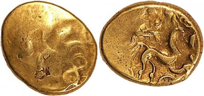 kosuke_dev 古代ギリシャ ケルト Suessions トロンプルイユタイプ BC57年 AV ステーター 金貨 美品