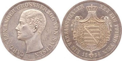 kosuke_dev ザクセン＝ヴァイマル＝アイゼナハ大公国 カール・アレクサンダー 1858年 ターレル 銀貨 未使用