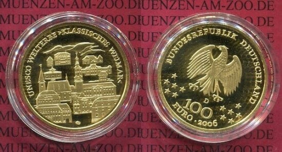 kosuke_dev ドイツ連邦共和国 ユネスコ 世界遺産都市 2006年D 100ユーロ 金貨 未使用