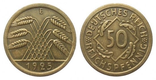 kosuke_dev ワイマール共和国 1925年E 50ペニヒ 金貨 極美品