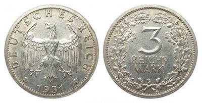 kosuke_dev ワイマール共和国 イーグル 1931年G 3マルク 銀貨 極美品