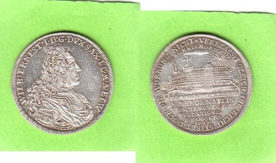 kosuke_dev ザクセン＝ヴァイマル＝アイゼナハ ヴィルヘルム・エルンスト 1717年 1/4 ターレル 銀貨 未使用-極美品