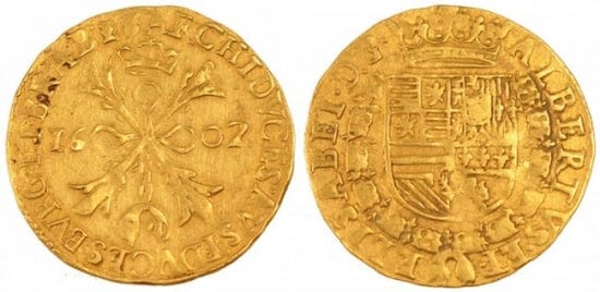kosuke_dev ベルギー ブラバント公国 アルバート イザベル 1602年 2 Albertin 金貨 美品+