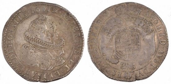 kosuke_dev ベルギー ブラバント公国 アルバート イザベル 1619年 ダカット 銀貨 美品+