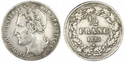 kosuke_dev ベルギー レオポルド1世 1835年 1/2 フラン 銀貨 美品