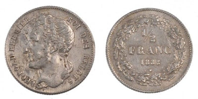 kosuke_dev ベルギー レオポルド1世 1838年 1/2 フラン 銀貨 美品