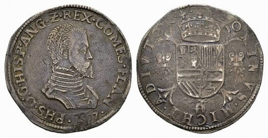 kosuke_dev ベルギー スペイン フィリップ2世 1557年 エキュ 銀貨 美品
