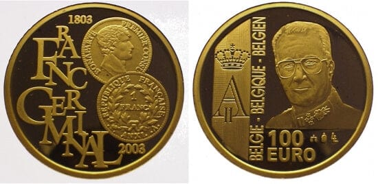 kosuke_dev ベルギー王国 2003年 100ユーロ 金貨 プルーフ