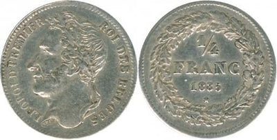 kosuke_dev ベルギー レオポルド1世 1835年 1/4フラン 銀貨 極美品-美品
