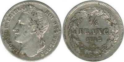 kosuke_dev ベルギー レオポルド1世 1843年 1/4 フラン 銀貨 美品+