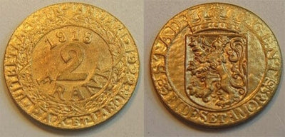 kosuke_dev ベルギー ゲント 国家貨幣 1918年 2フラン 金貨 未使用