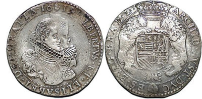 kosuke_dev ベルギー ブラバント公国 南部オランダ アルブレヒト＆イザベラ 1619年 ダカット 銀貨 極美品