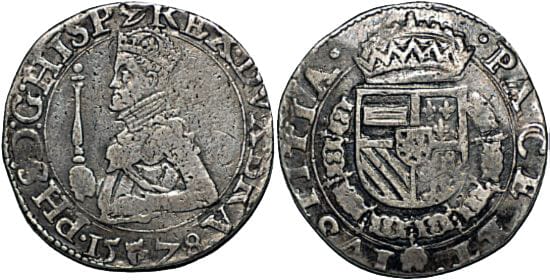 kosuke_dev ベルギー ブラバント公国 フィリップ2世 1578年 statendaalder 銀貨 極美品