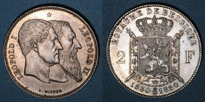 kosuke_dev ベルギー レオポルド2世 1880年 2フラン 銀貨 極美品