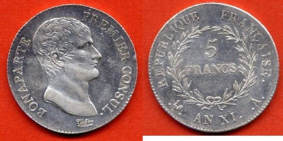 kosuke_dev フランス ナポレオン　5フラン　AN11年　硬貨　極美品
