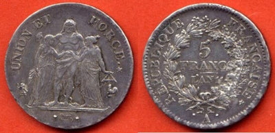 kosuke_dev フランス　5フラン　銀貨　AN11年（1803年）　極美品