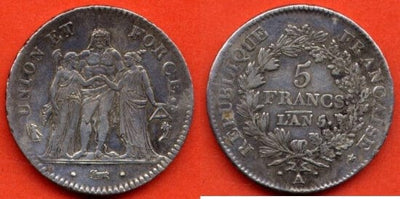kosuke_dev フランス　5フラン　銀貨　AN5年（1796年）極美品