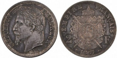 kosuke_dev フランス　フランス第二帝政　2フラン　1867年　銀貨　未使用