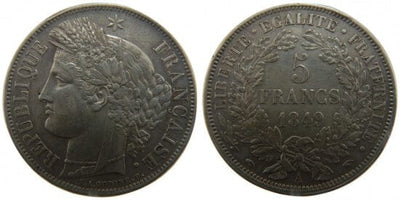 kosuke_dev フランス　フランス第二共和政　5フラン　1849年　銀貨　美品