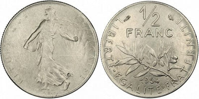 kosuke_dev フランス　フランス第五共和政　1/2フラン　1964年　硬貨　プルーフ