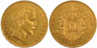 kosuke_dev フランス　フランス第二帝政　100フラン　1857年　金貨　未使用