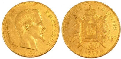 kosuke_dev フランス　フランス第二帝政　100フラン　1858年　金貨　美品
