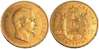 kosuke_dev フランス　フランス第二帝政　100フラン　1857年　金貨　美品