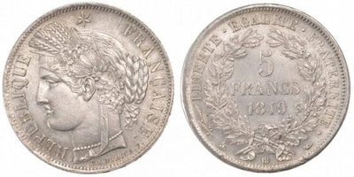 kosuke_dev フランス　フランス第二共和政　5フラン　1849年　銀貨　未使用