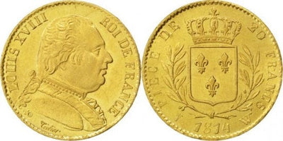 kosuke_dev フランス王　ルイ18世　20フラン　1814年　金貨　未使用