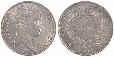 kosuke_dev フランス　フランス第一帝政　5フラン　1806年　銀貨　未使用