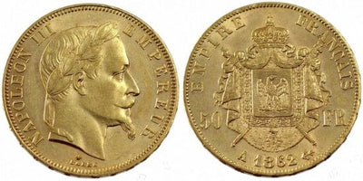 kosuke_dev フランス　フランス第二帝政　50フラン　1862年　金貨　未使用