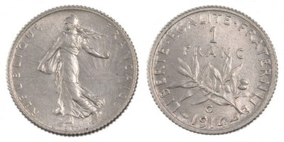 kosuke_dev フランス　フランス第三共和政　1フラン　1914年　銀貨　未使用