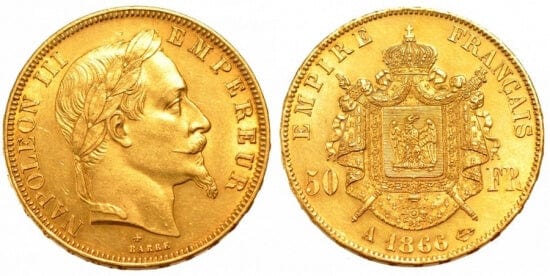 kosuke_dev フランス　フランス第二帝政　50フラン　1866年　金貨　未使用