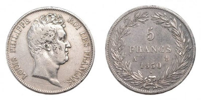 フランス王 ルイ・フィリップ1世 5フラン 1830年 銀貨 美品 