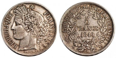 kosuke_dev フランス第二共和政　5フラン　硬貨　1849年　美品
