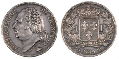 kosuke_dev フランス王　ルイ18世　1フラン　1819年　銀貨　未使用