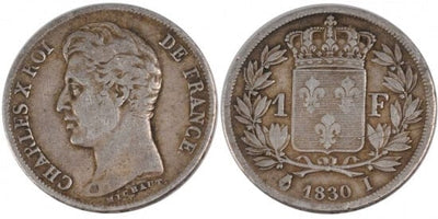 kosuke_dev フランス王　シャルル10世　1フラン　1830年　銀貨　美品