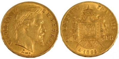 kosuke_dev フランス　フランス第二帝政　50フラン　1866年　金貨　美品