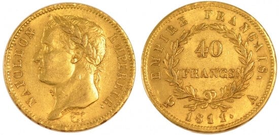 kosuke_dev フランス　フランス第一帝政　40ラン　1811年　金貨　未使用