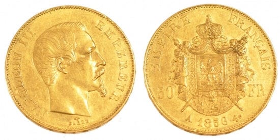 kosuke_dev フランス　フランス第二帝政　50フラン　1856年　金貨　美品