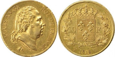 kosuke_dev フランス王　ルイ18世　40フラン　1818年　金貨　美品