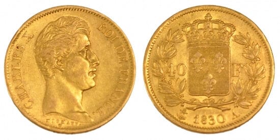 kosuke_dev フランス王　シャルル10世　40フラン　1830年　金貨　美品